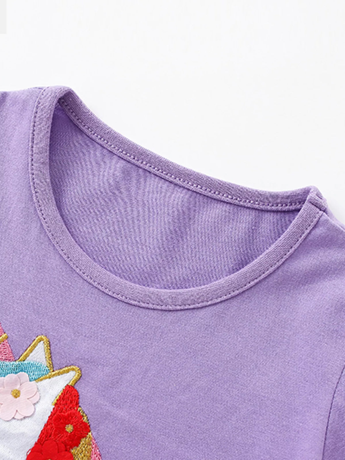Lavender Floral Unicorn Tulle Dress — round neckline
