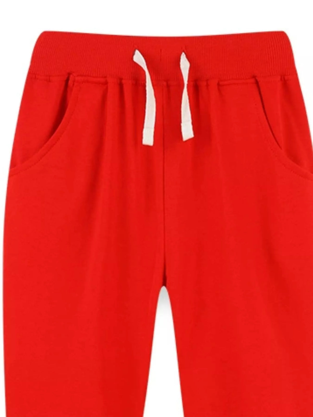 Red waistband, drawstring and side pockets