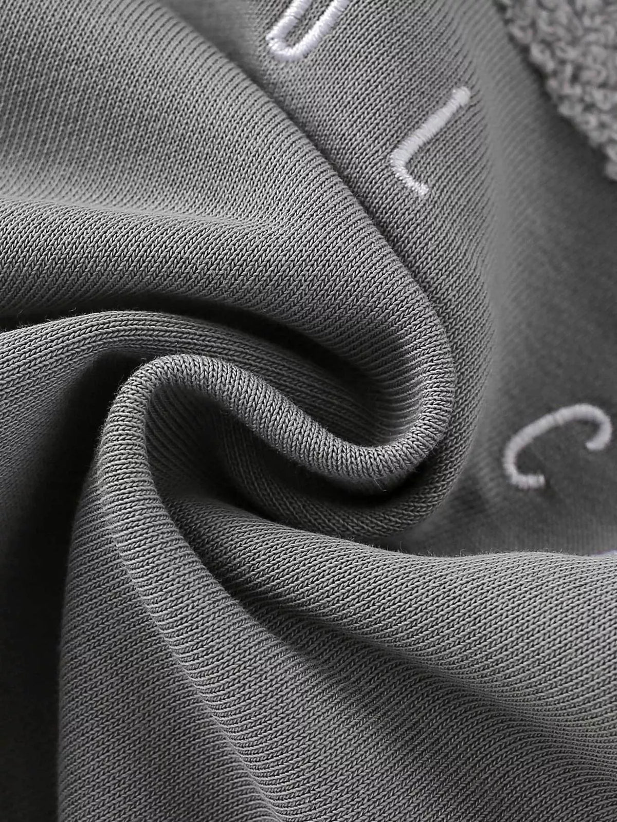 Gray sweatshirt fabric close-up