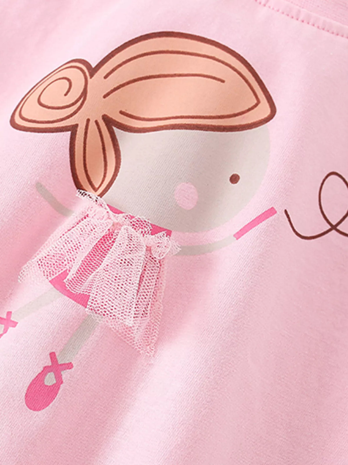 Pink single ballerina graphic shirt — ballerina with mesh skirt