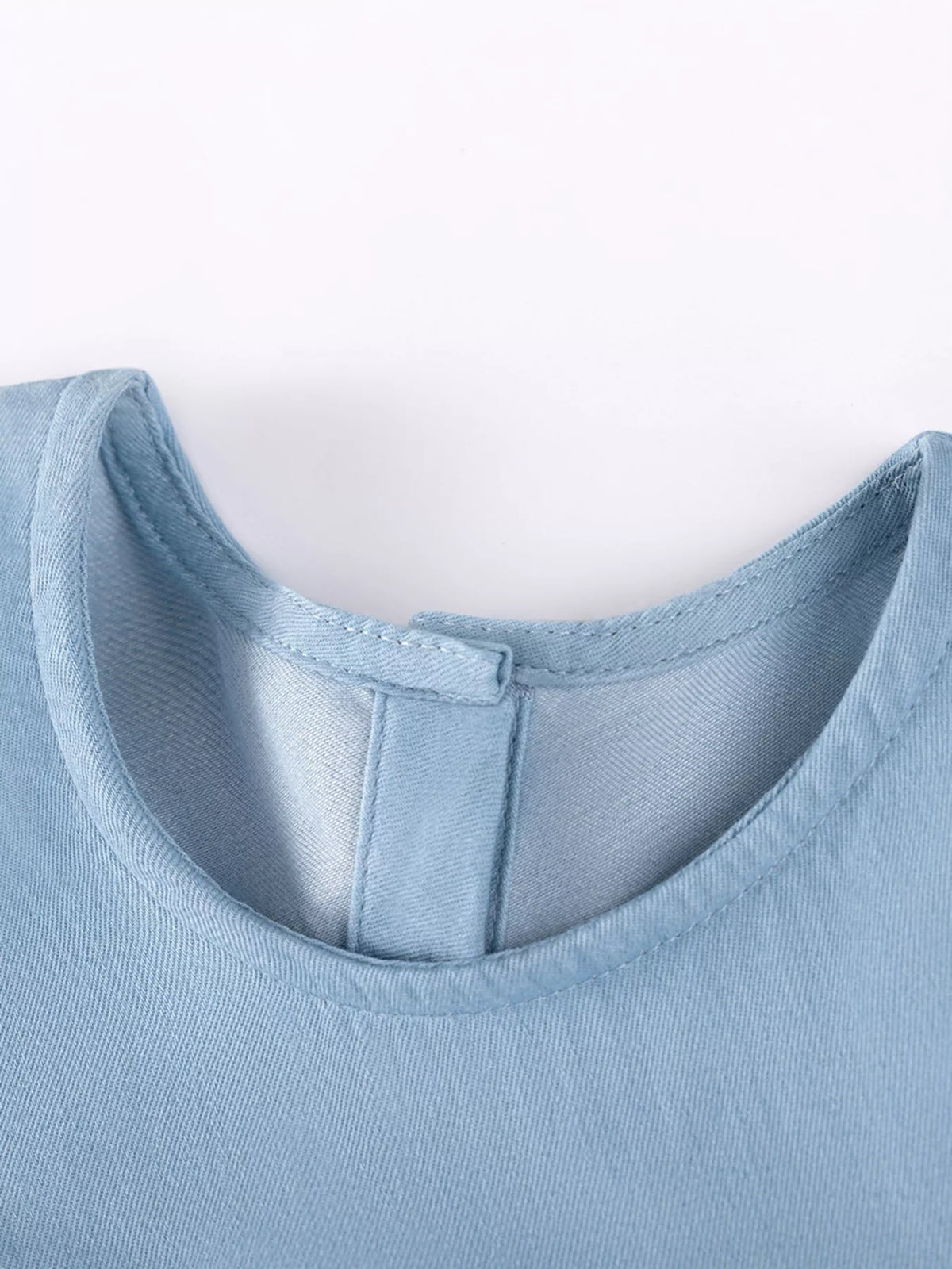 Blue Cherry Applique Sleeveless Dress — round neckline