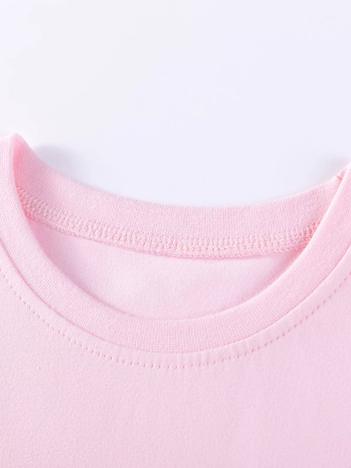 Pink sweet little bunny ruffle sleeve top — round neckline