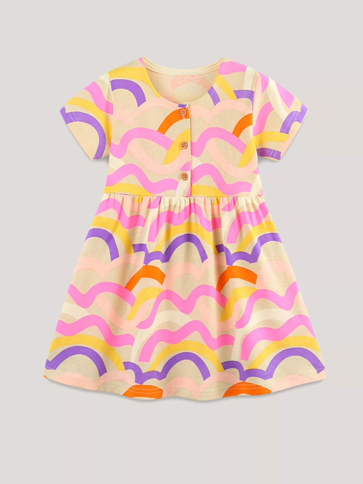 Wavy Rainbow Button-Front Dress — front view