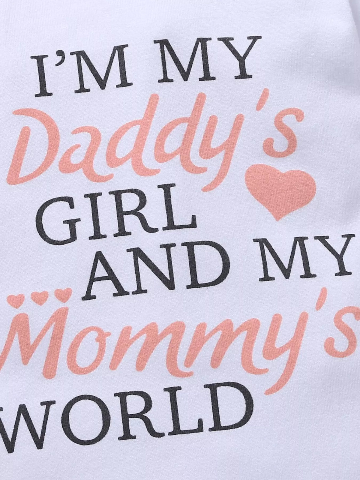 Baby Letter Bodysuit and Floral Pants Four-Piece Set — Daddy's Girl and Mommy's World lettering detail