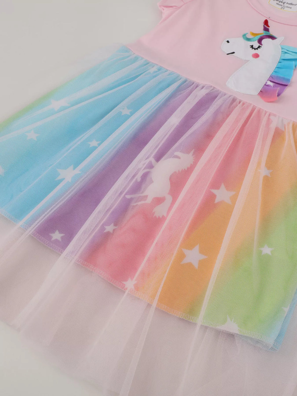 Unicorn Applique Rainbow Tutu Dress — rainbow tulle skirt
