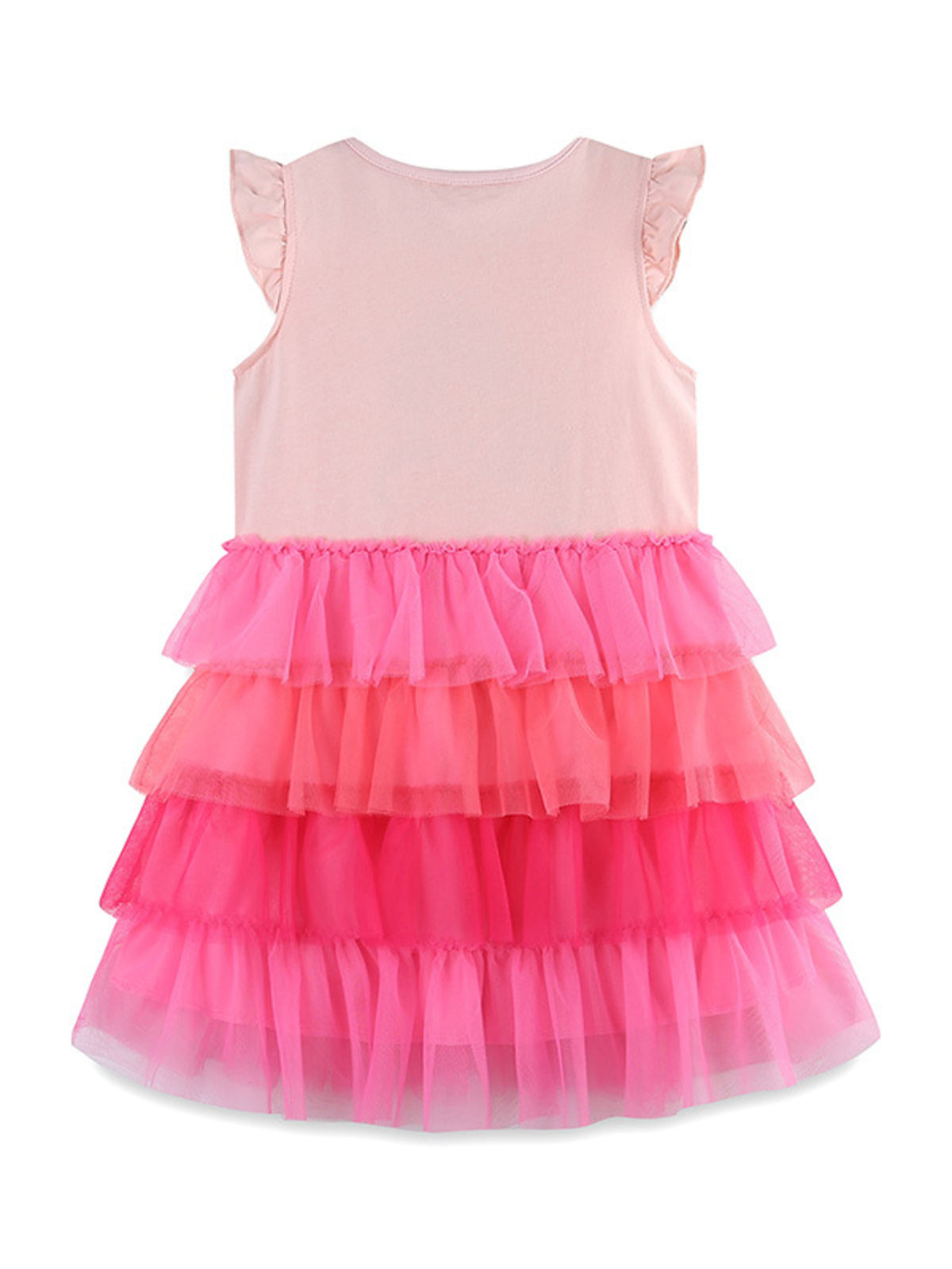 Pink Flamingo Tiered Tulle Dress — tiered tulle back view