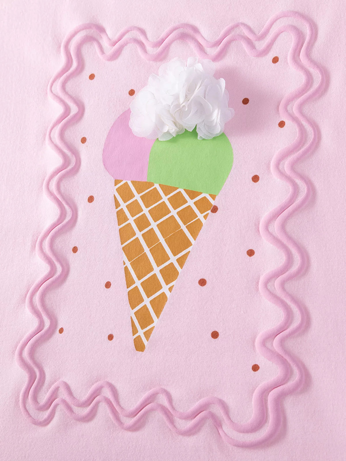 Ice-cream cone graphic with a raised white topping