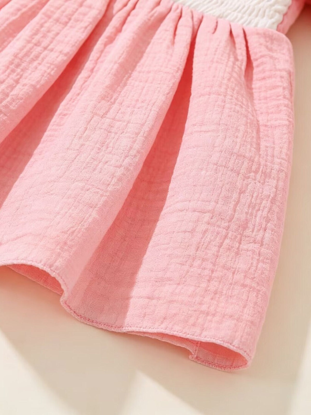 Baby Bear Embroidered Smocked Dress — skirt hem detail