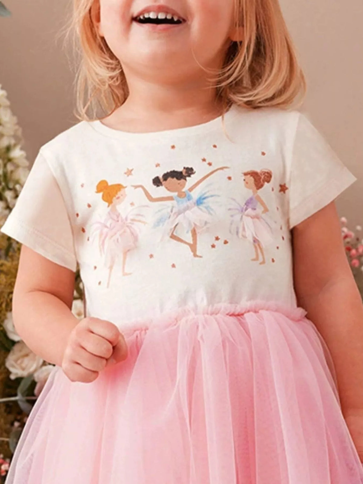 Ballerina Graphic Pink Tulle Dress — dress worn by a child