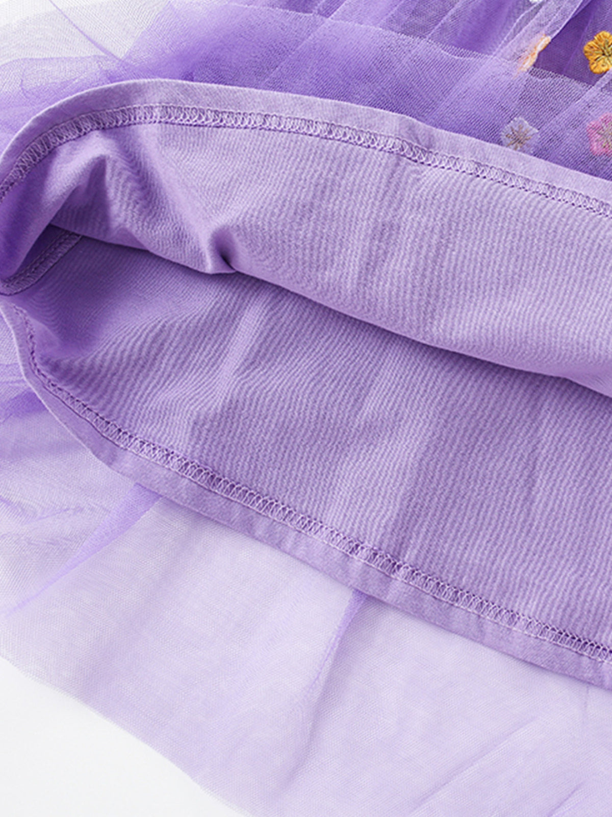 Unicorn and Flower Embroidered Lavender Dress — tulle skirt and lining