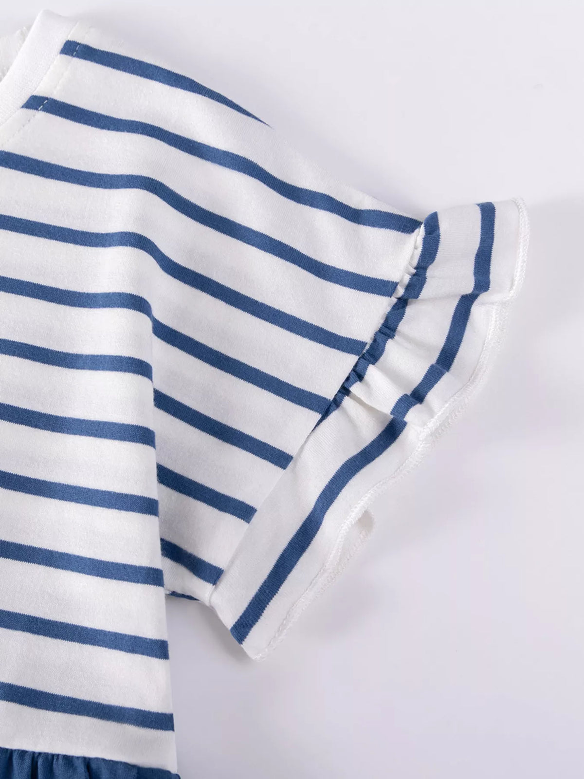 Striped Fairy Graphic Cotton Dress — ruffle sleeve