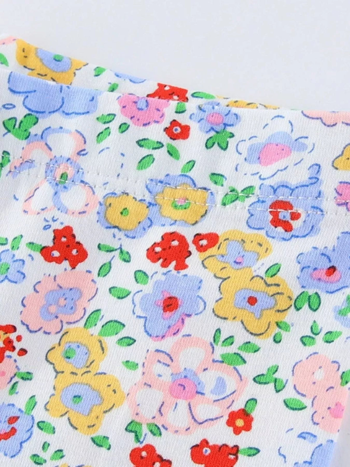 Elastic waistband with multicolored flowers