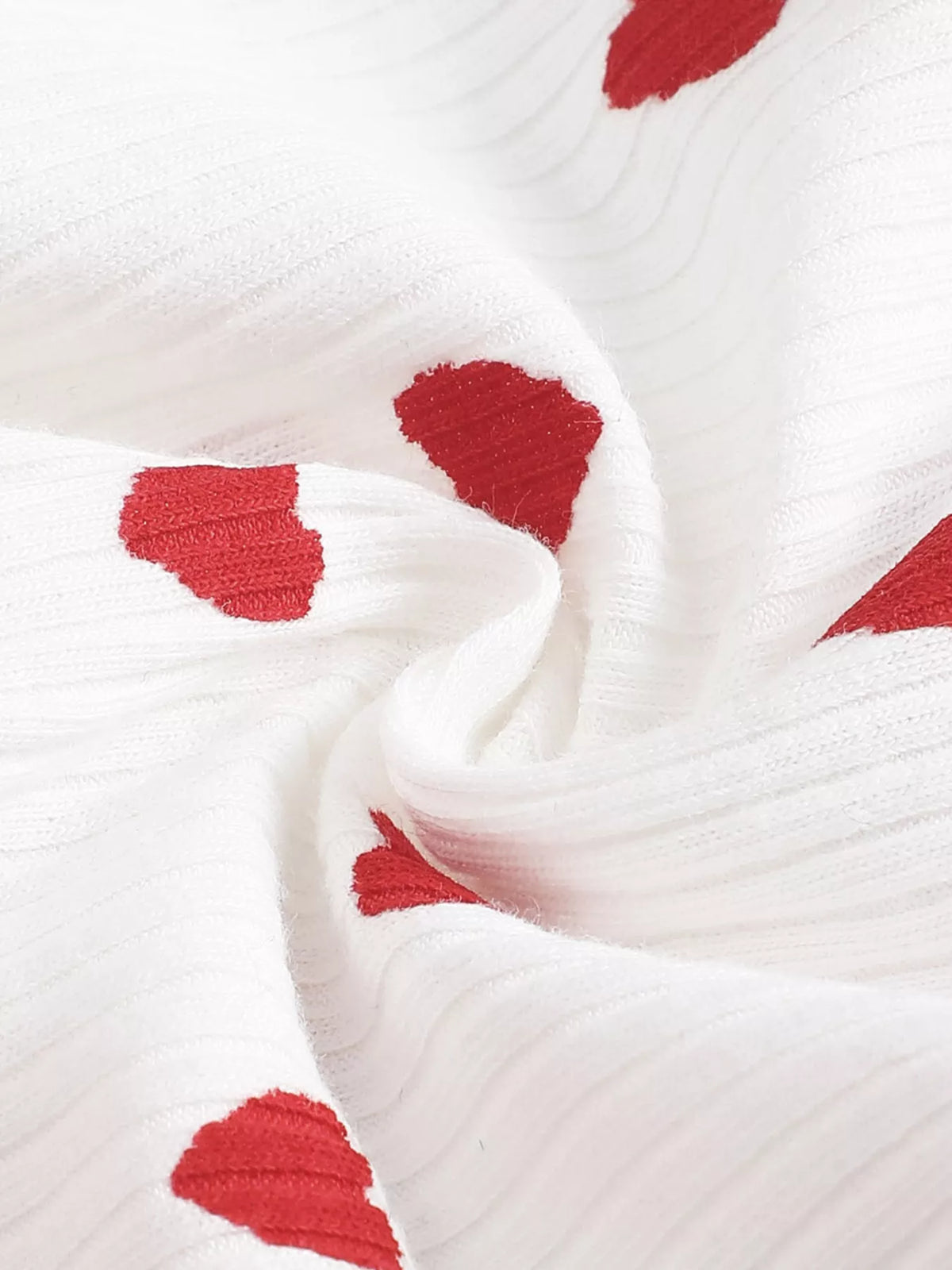 White red heart print tiered dress and bow belt — heart print fabric