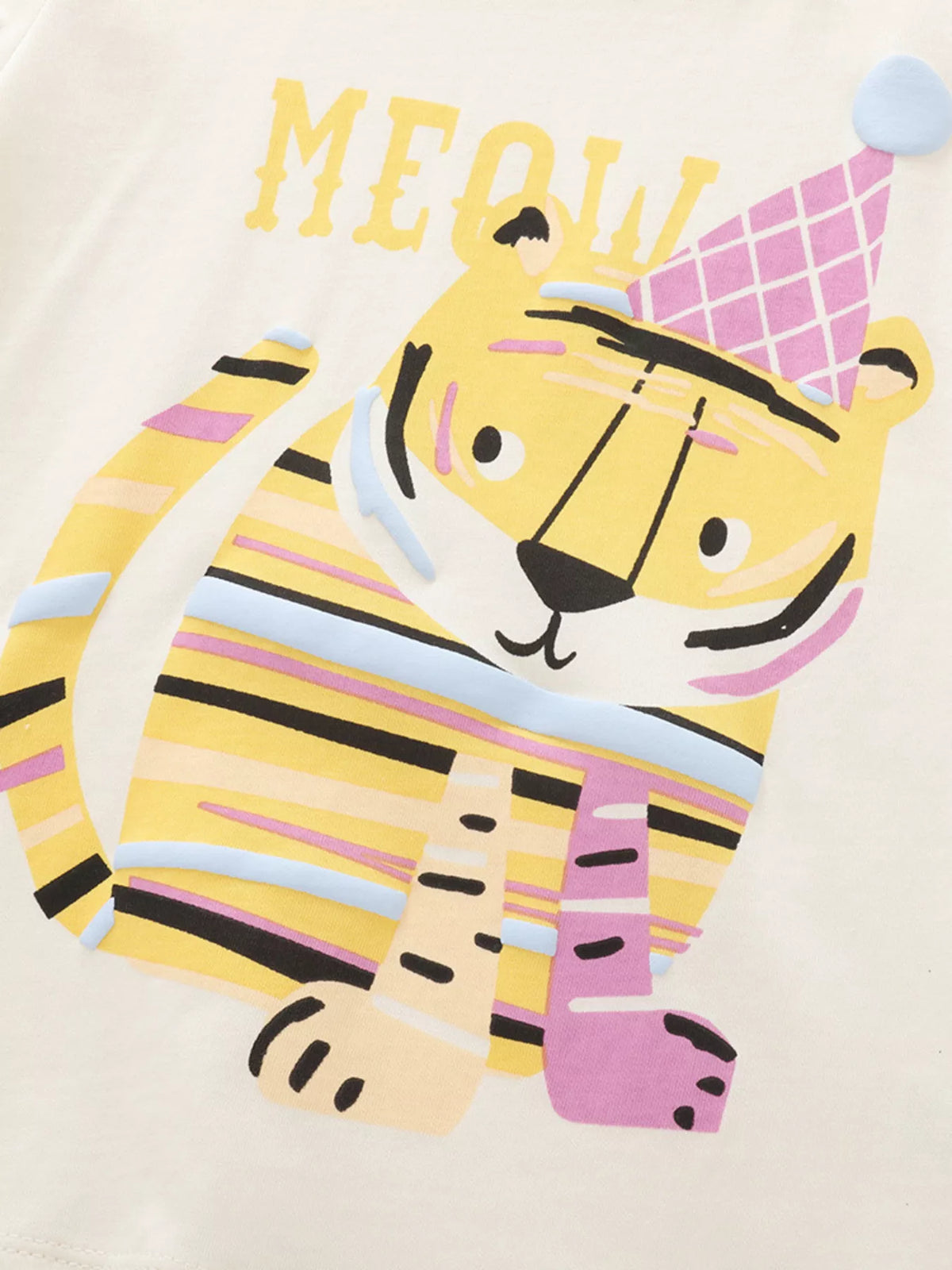 Striped tiger wearing a party hat