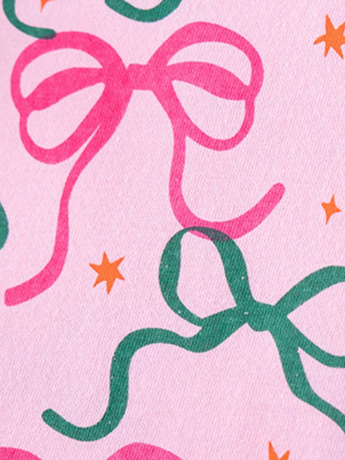 Pink and green bows with small orange stars
