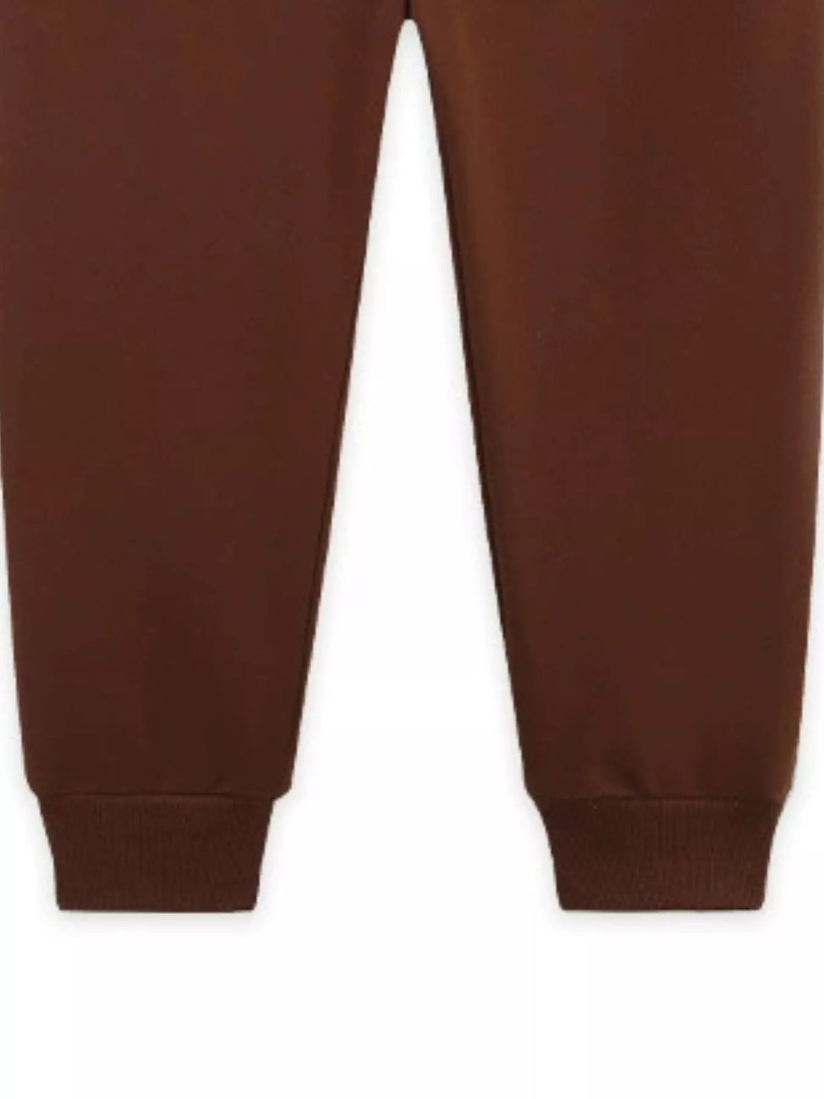 Brown jogger legs with ribbed cuffs
