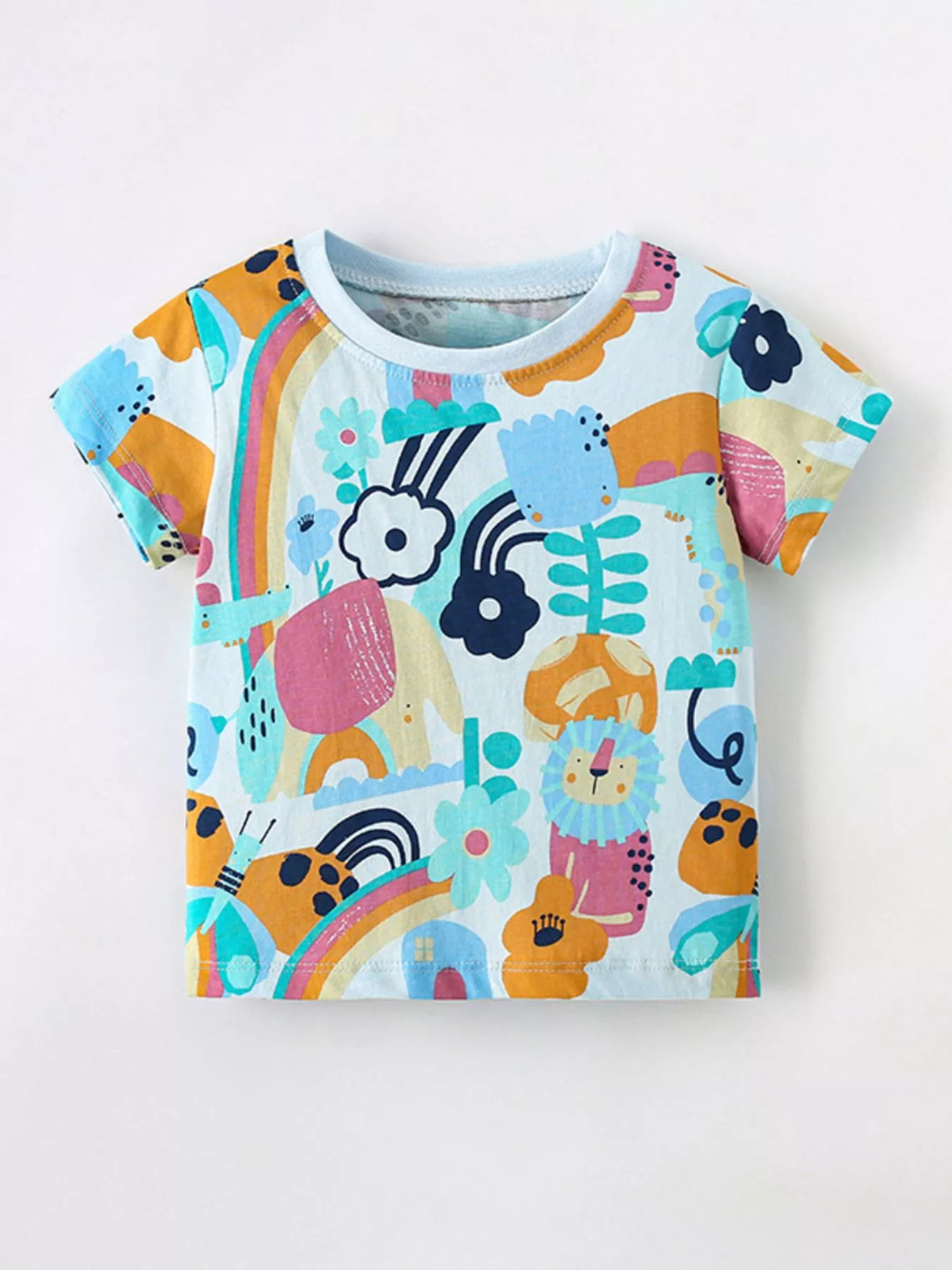 Multicolor animal and flower print shirt — front