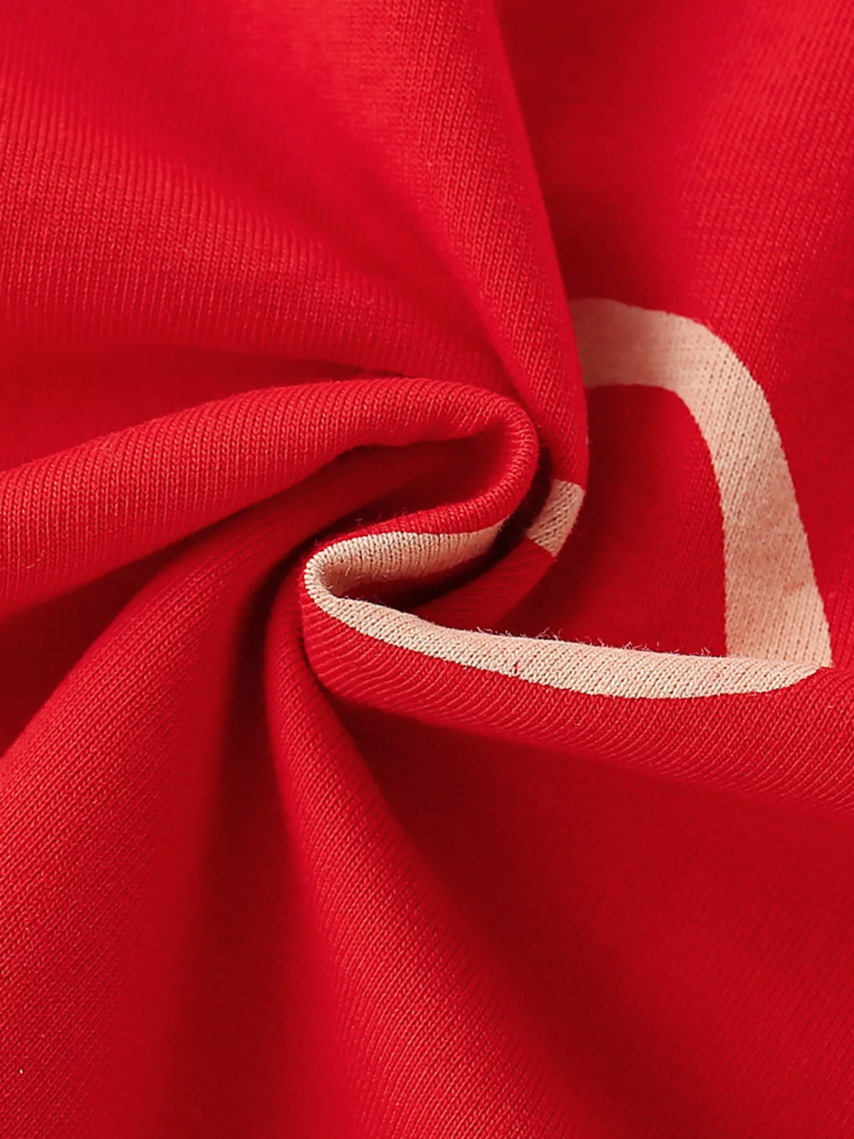 Red outline heart print shirt — red printed fabric