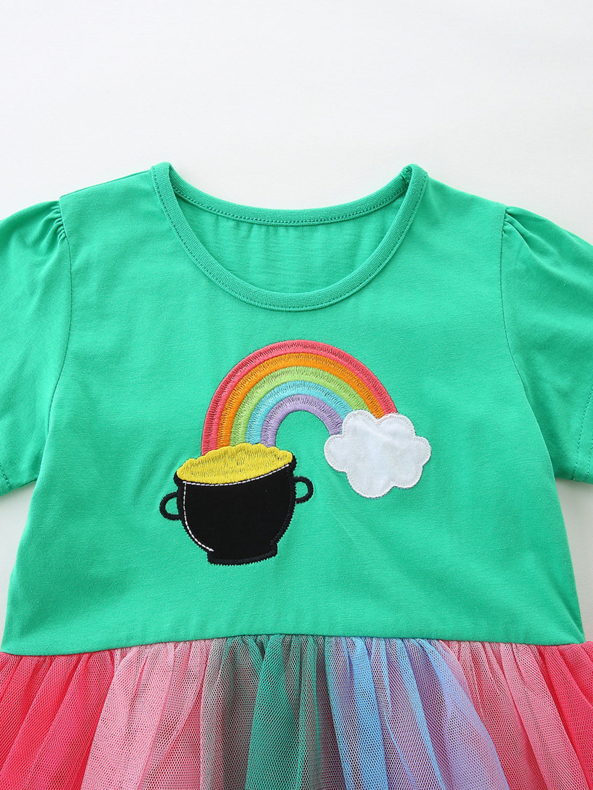 Pot-of-Gold Rainbow Tulle Dress — rainbow and pot-of-gold motif