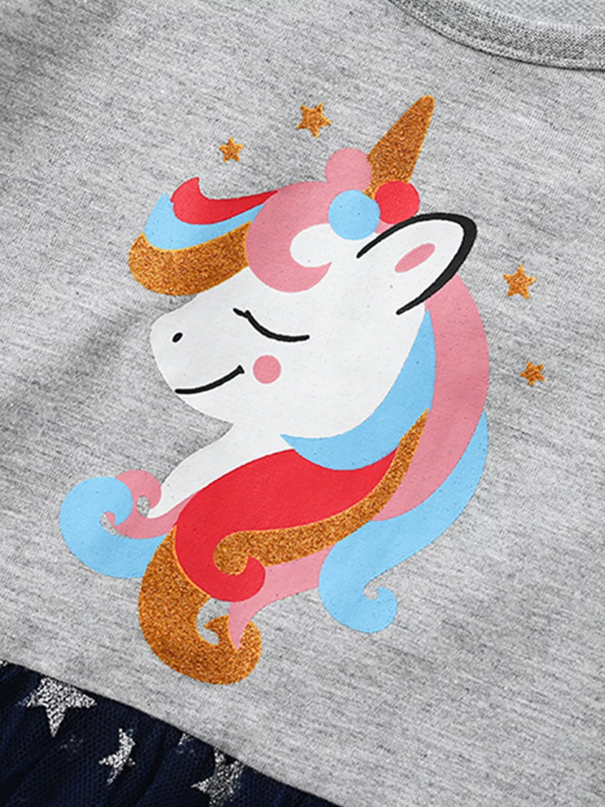 Unicorn and Stars Tulle Dress — unicorn graphic