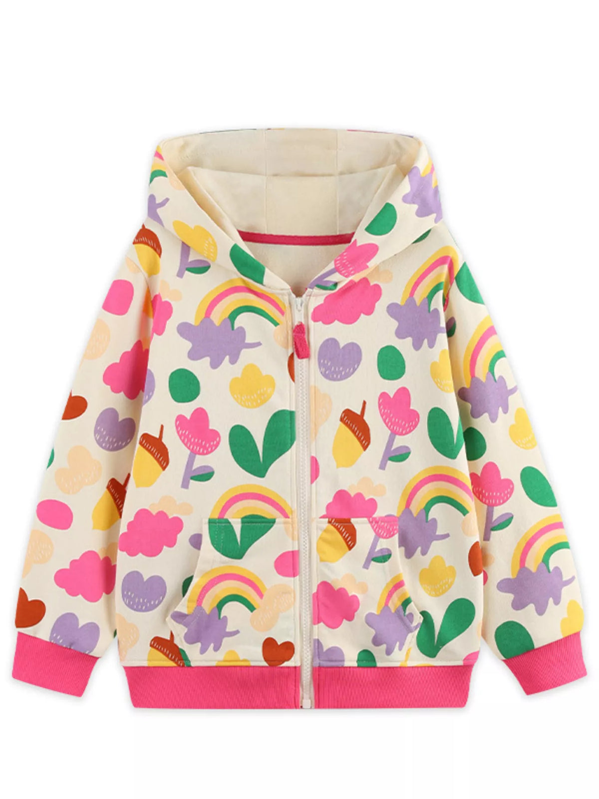 Floral Rainbow Zip-Up Hoodie — front view