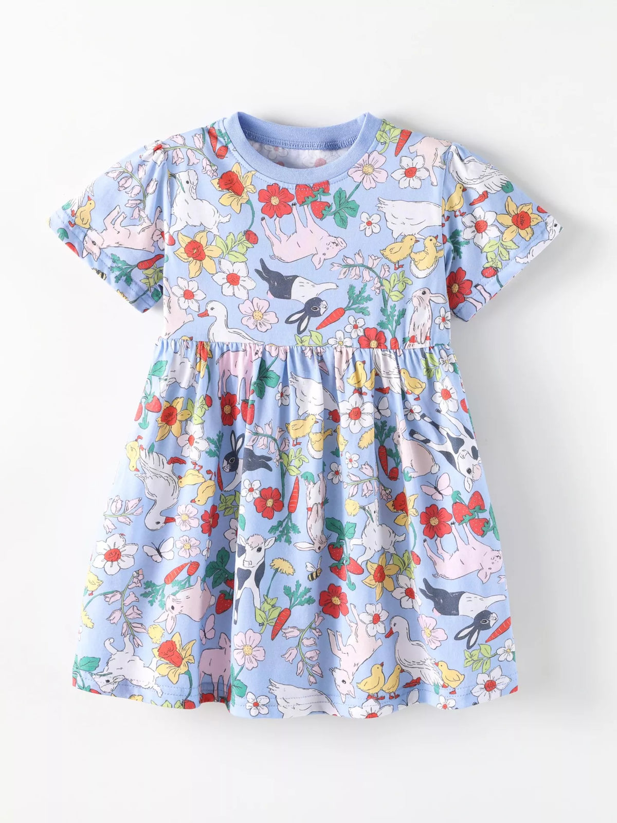 Blue Farm Animal Print Dress — front view