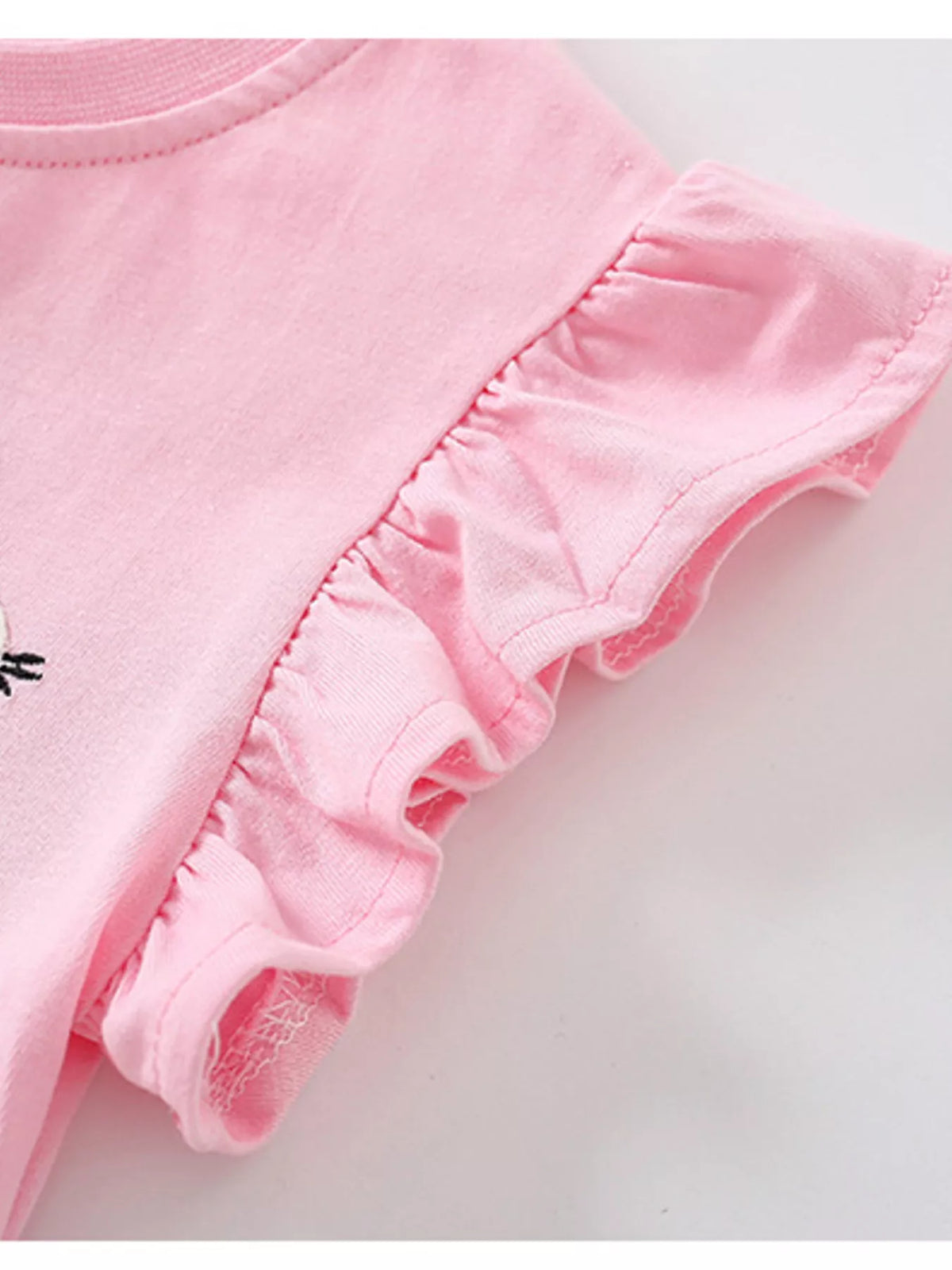 Pink mouse ballerina applique ruffle sleeve shirt — ruffle sleeve