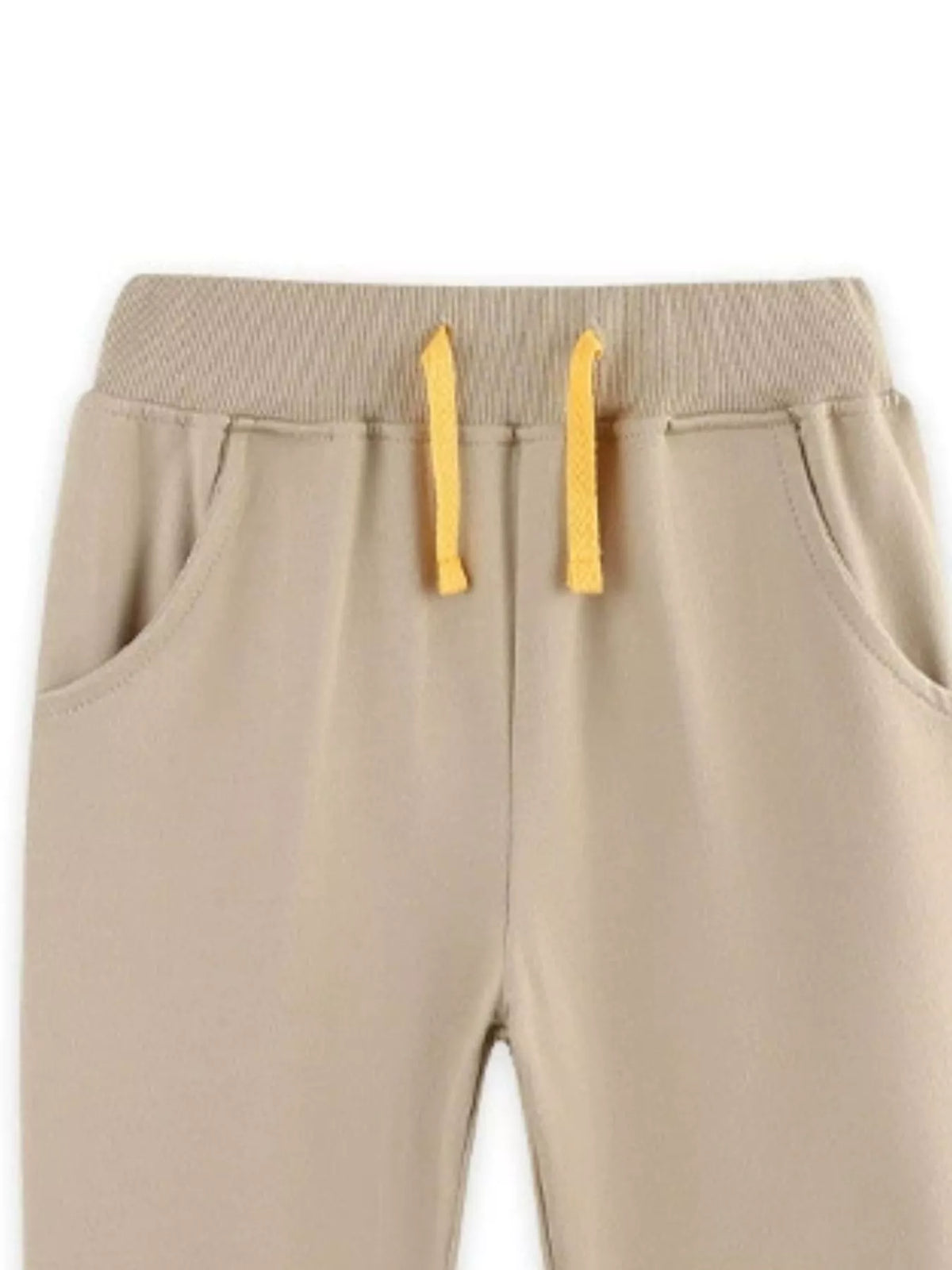 Tan waistband, drawstring and side pockets