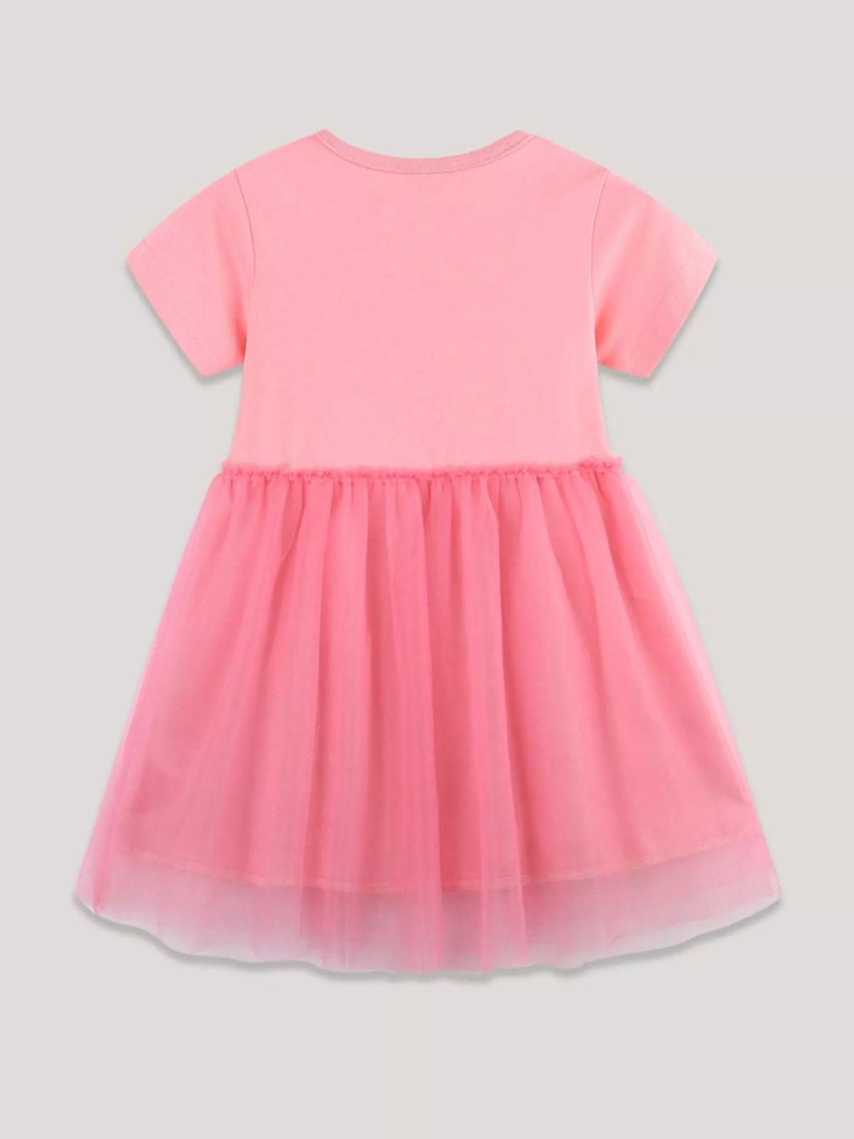 Pink Unicorn Hem Applique Tulle Dress — back view