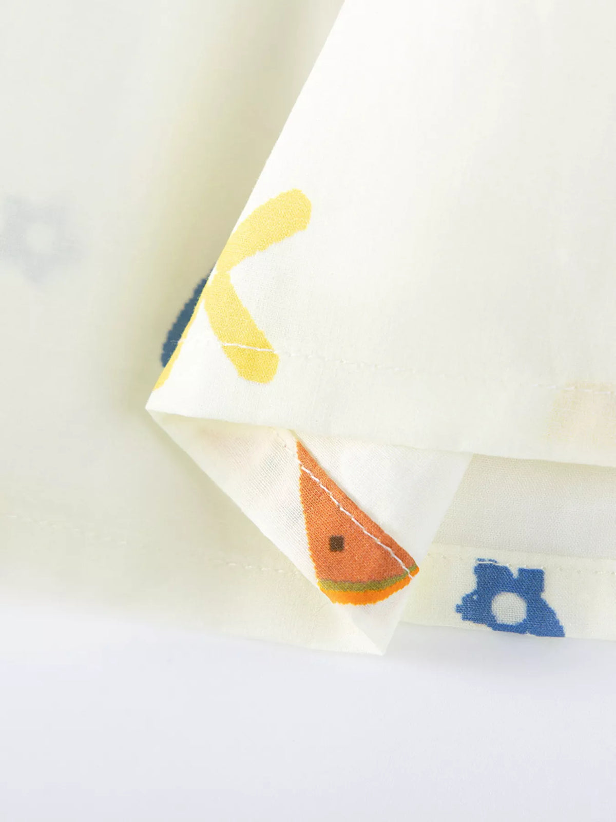 Inside stitching on the printed dress hem