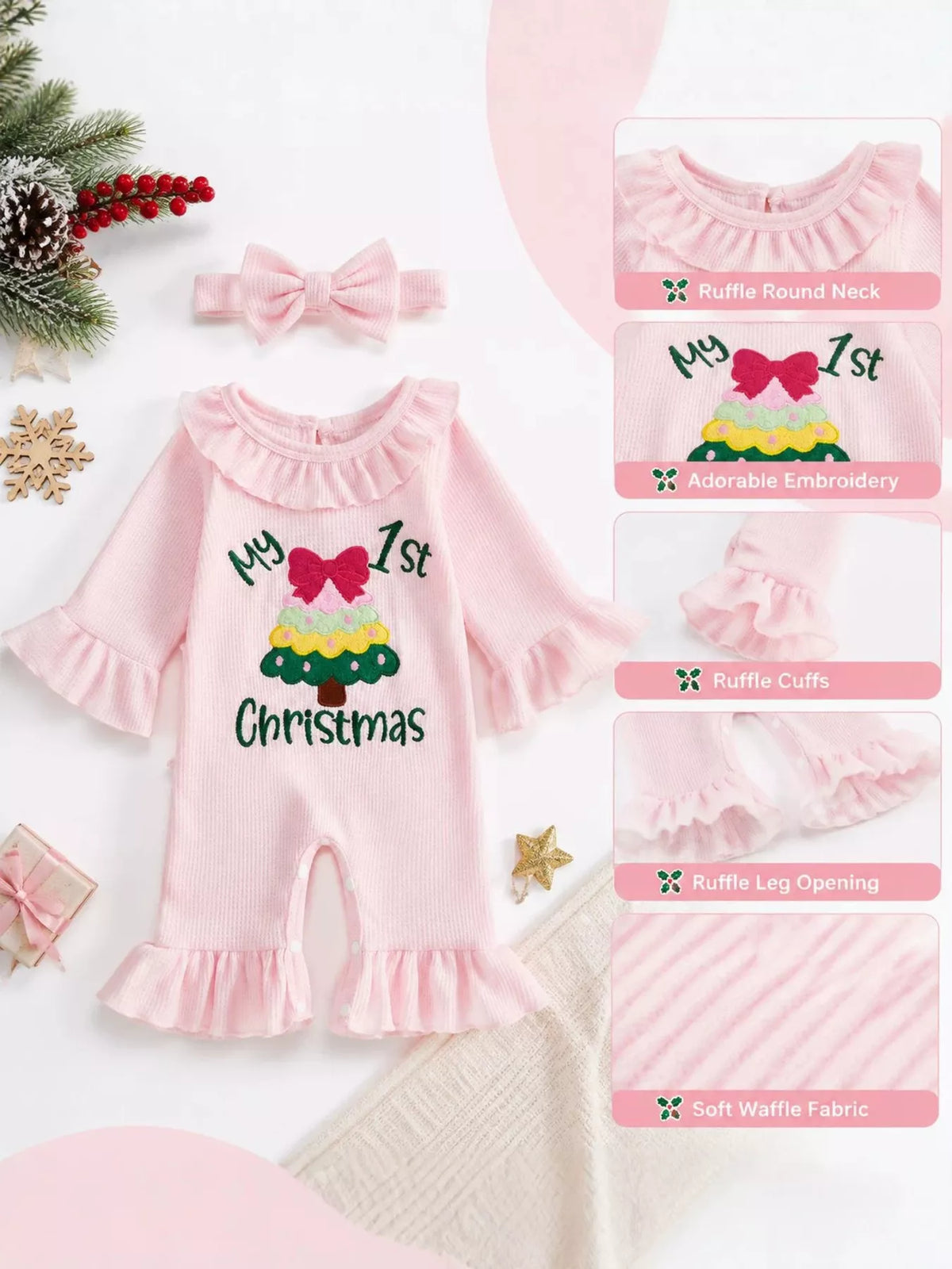 Pink jumpsuit and headband with detail insets