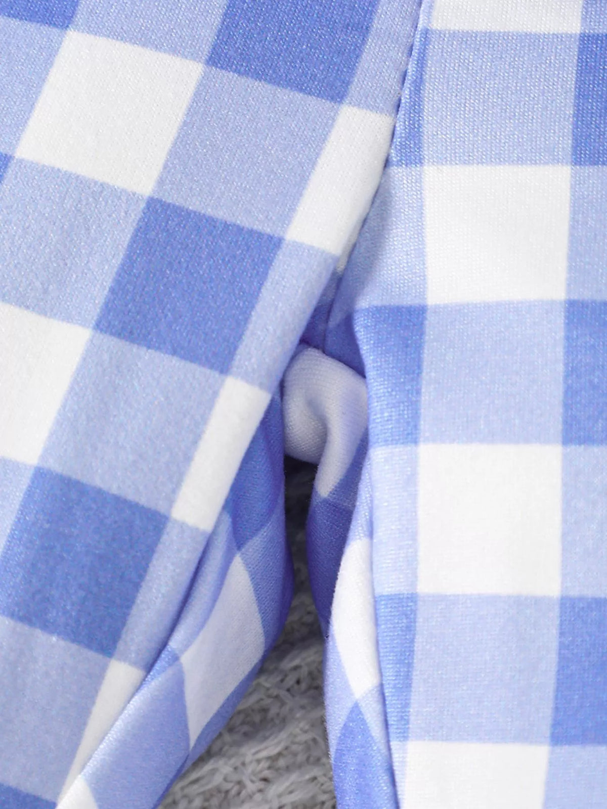 Blue-and-white gingham pant fabric