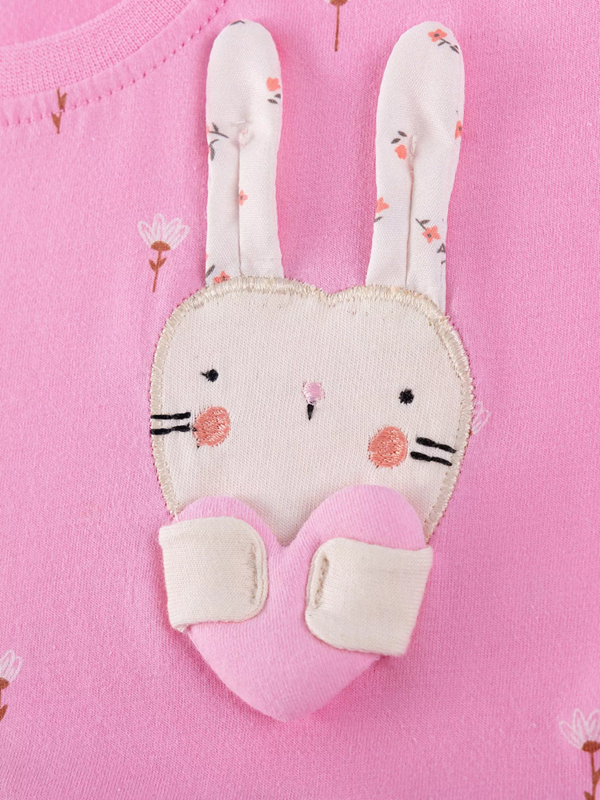 Pink Bunny Applique Cotton Dress — bunny applique with raised ears