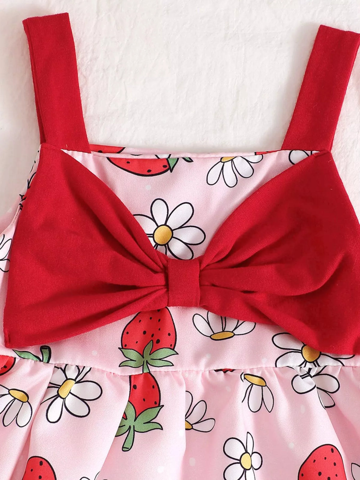 Baby Bow Front Printed Sundress — strawberry dress bodice bow