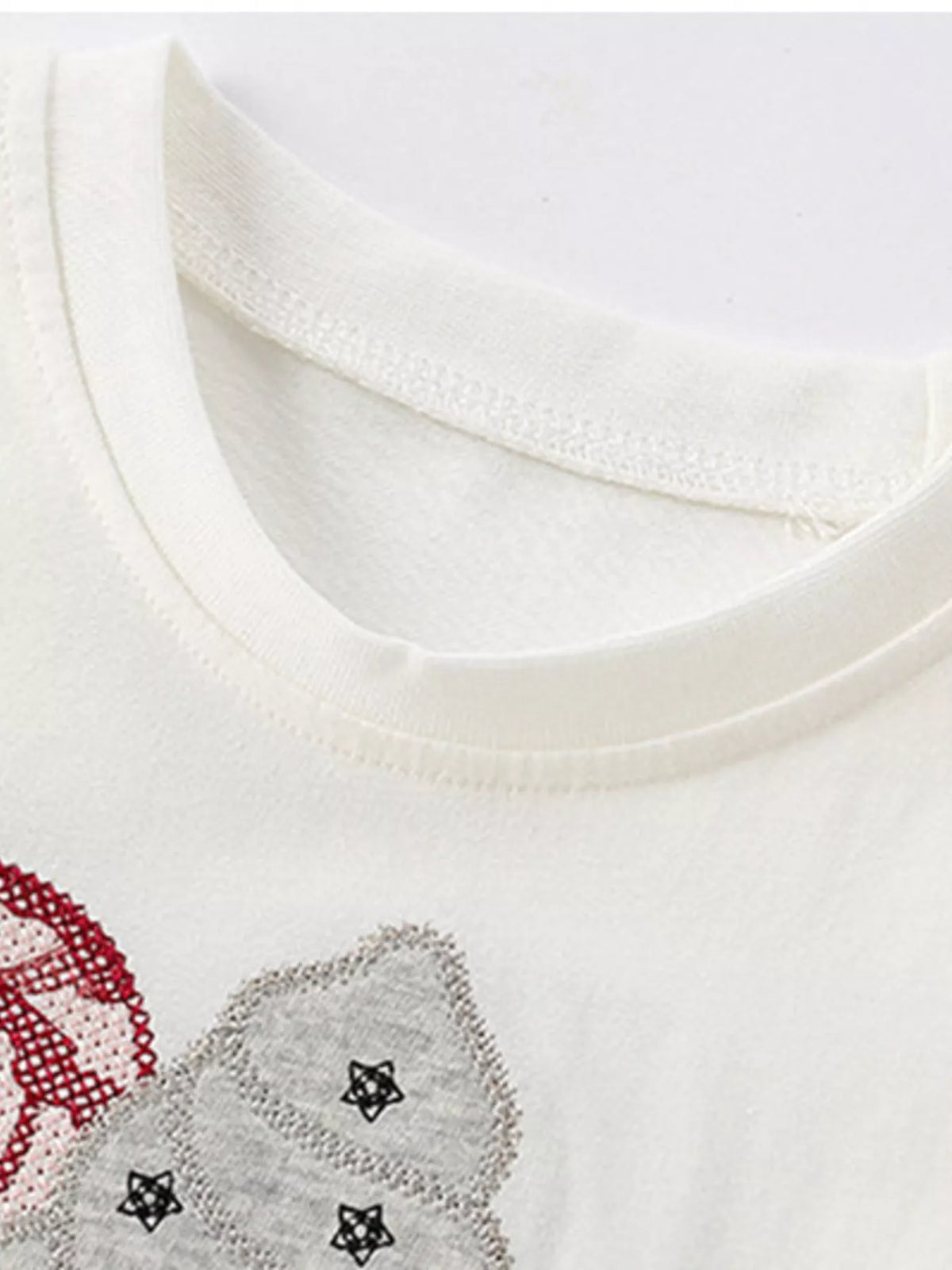 White sequin ice cream ruffle hem top — white collar stitching