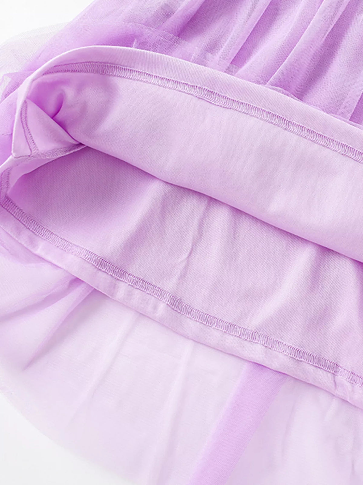 Lavender Ruffle Sleeve Floral Tulle Dress — tulle skirt and lining