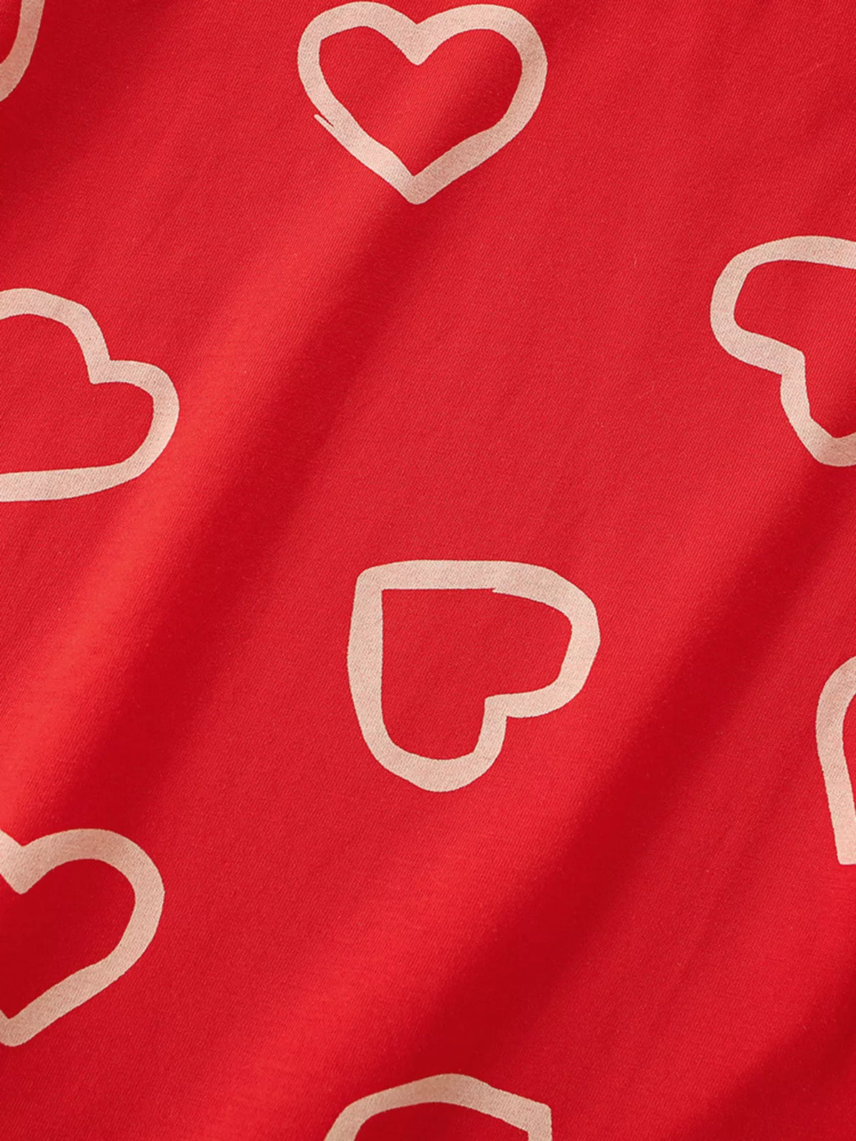 Red outline heart print shirt — outline heart print