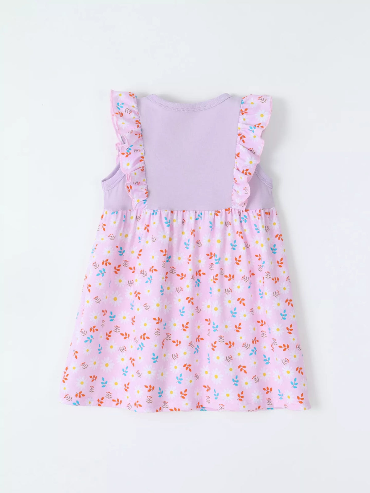 Back of the lavender-and-floral dress