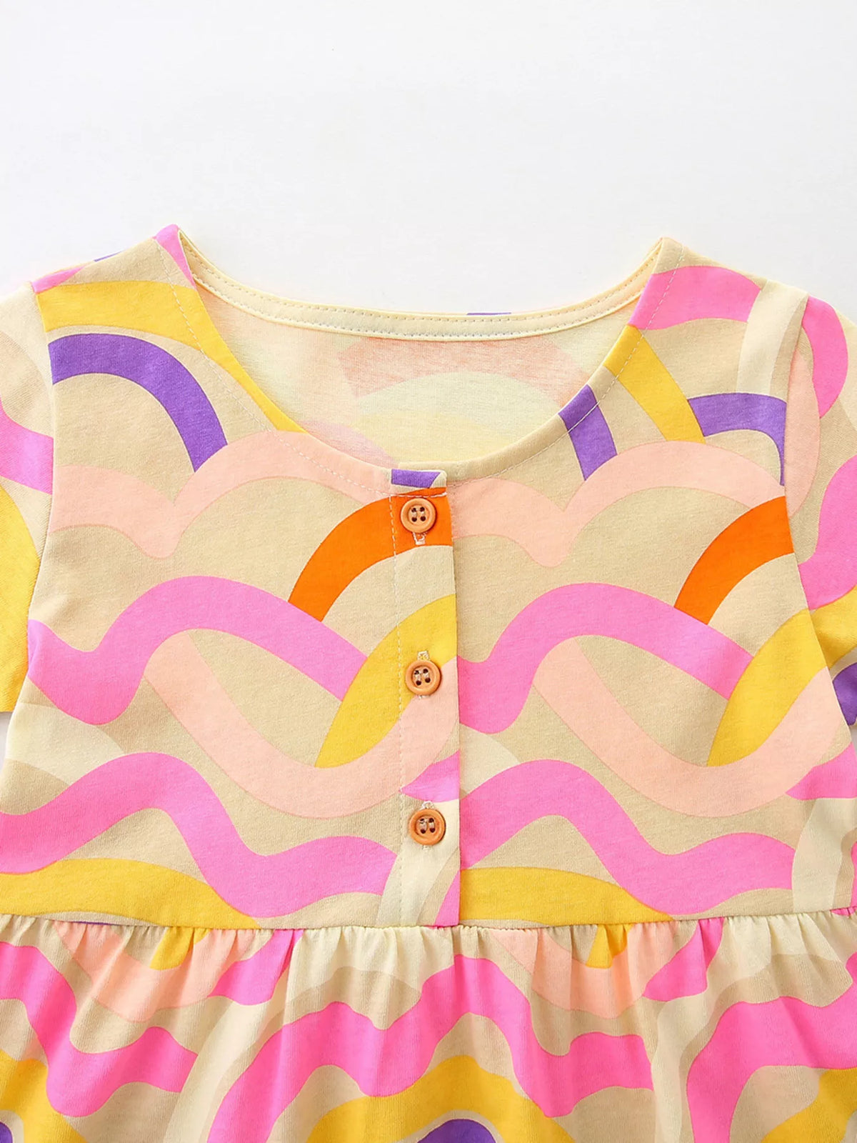 Wavy Rainbow Button-Front Dress — buttoned bodice