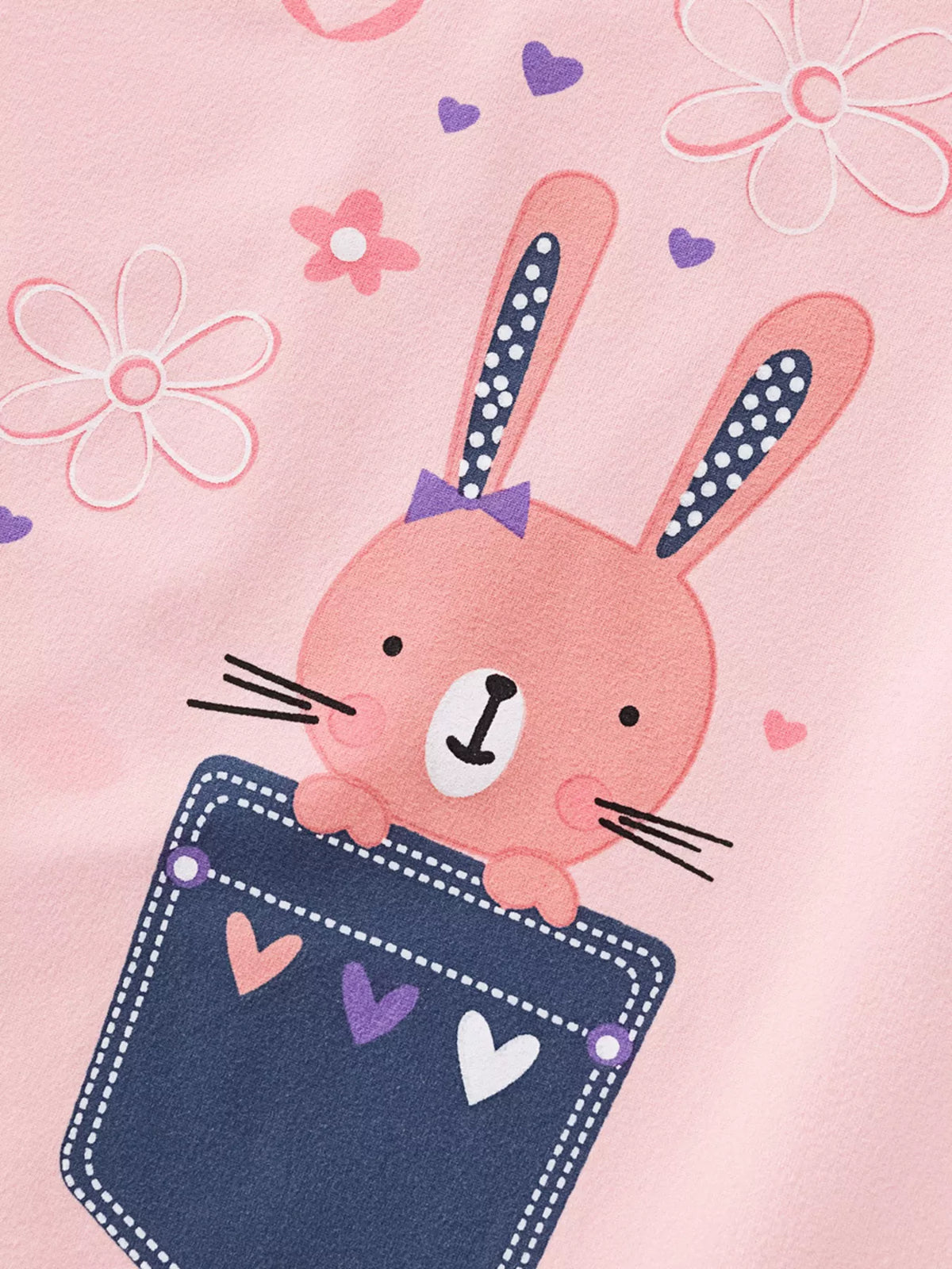 Pink bunny pocket graphic shirt — bunny and heart pocket graphic