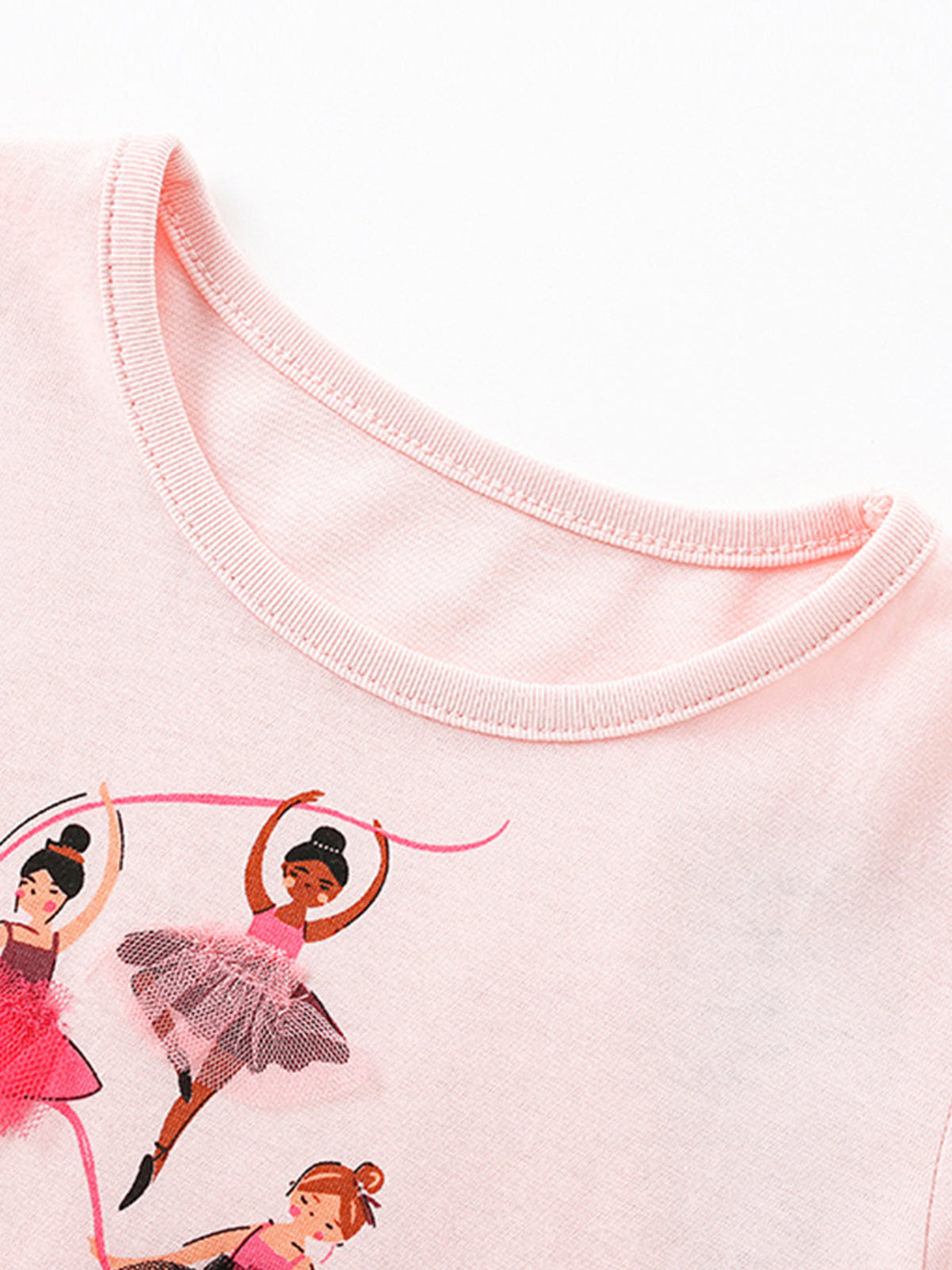 Ballerina Graphic Rainbow Tulle Dress — round neckline