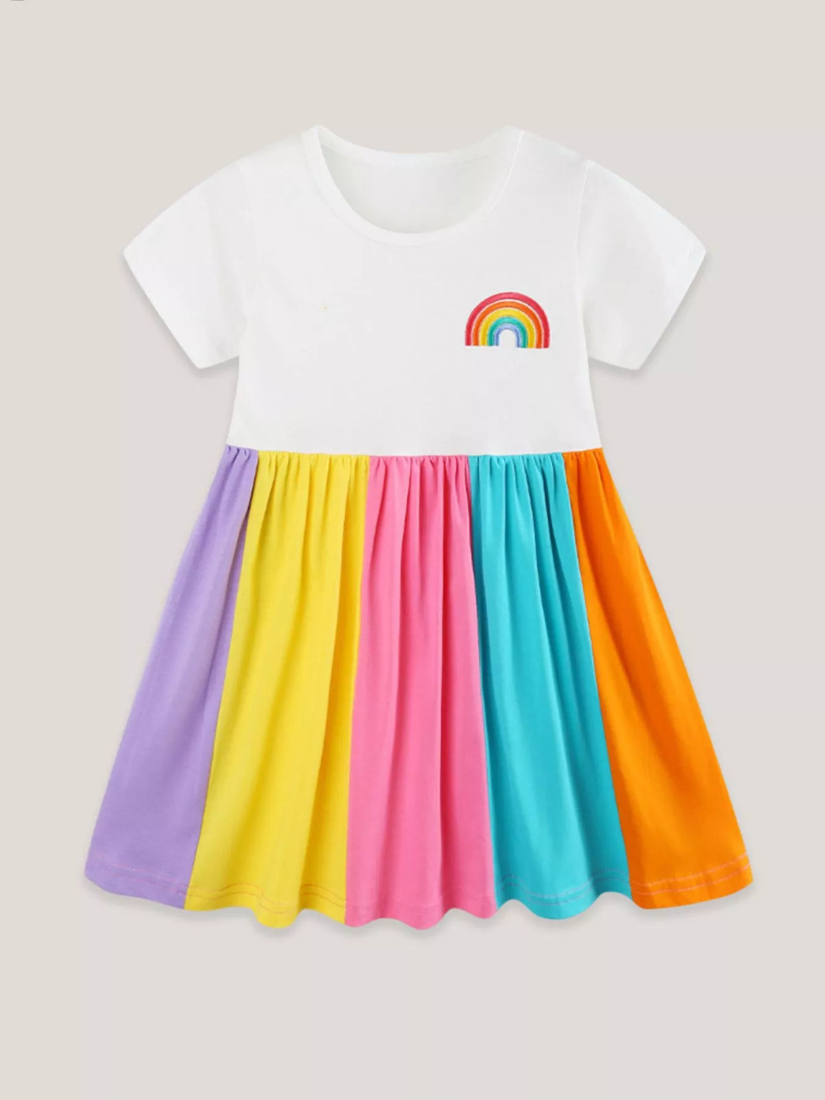 Rainbow Panel Cotton Dress — front view