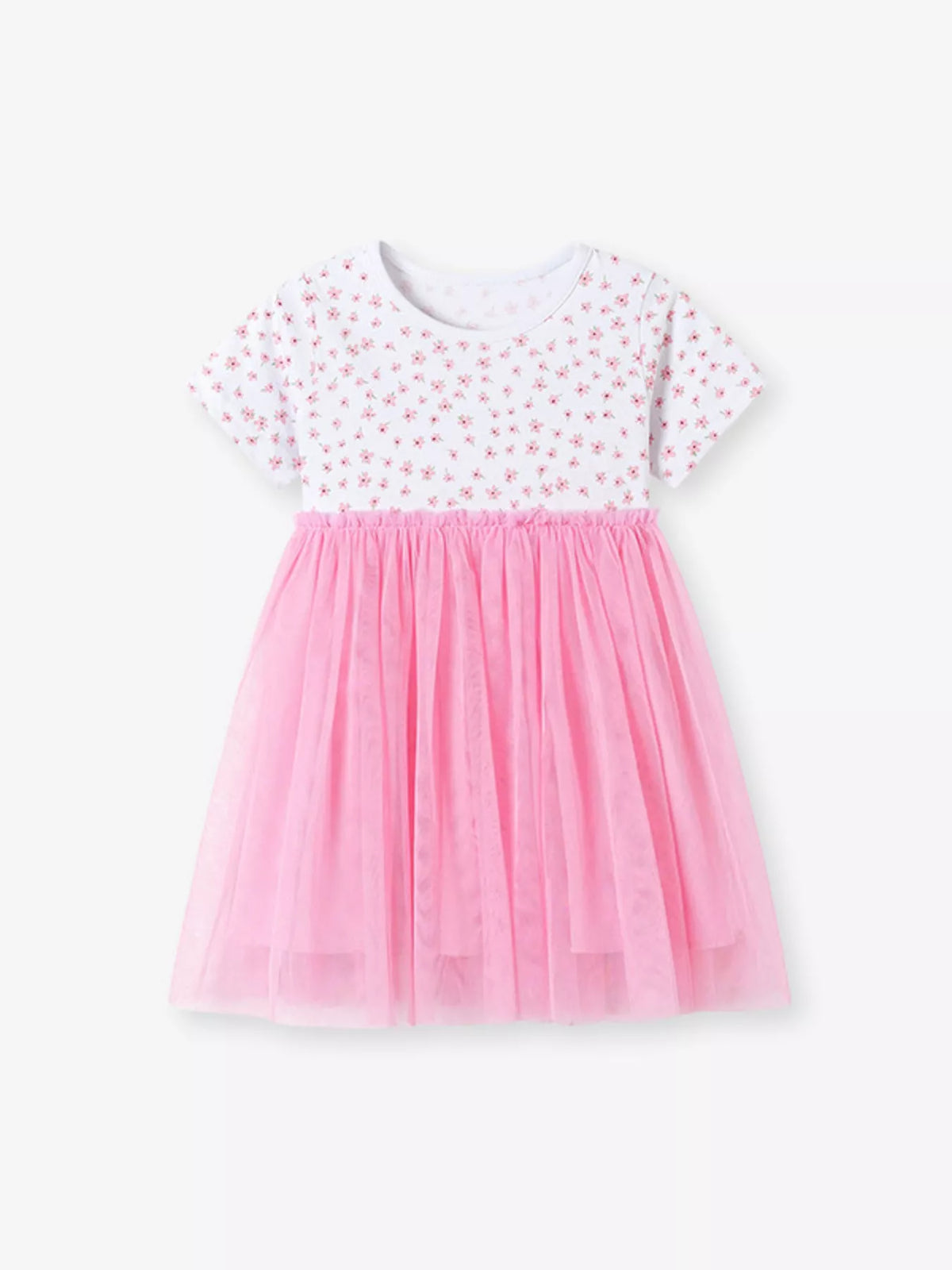 Ditsy Floral Pink Tulle Dress — front view