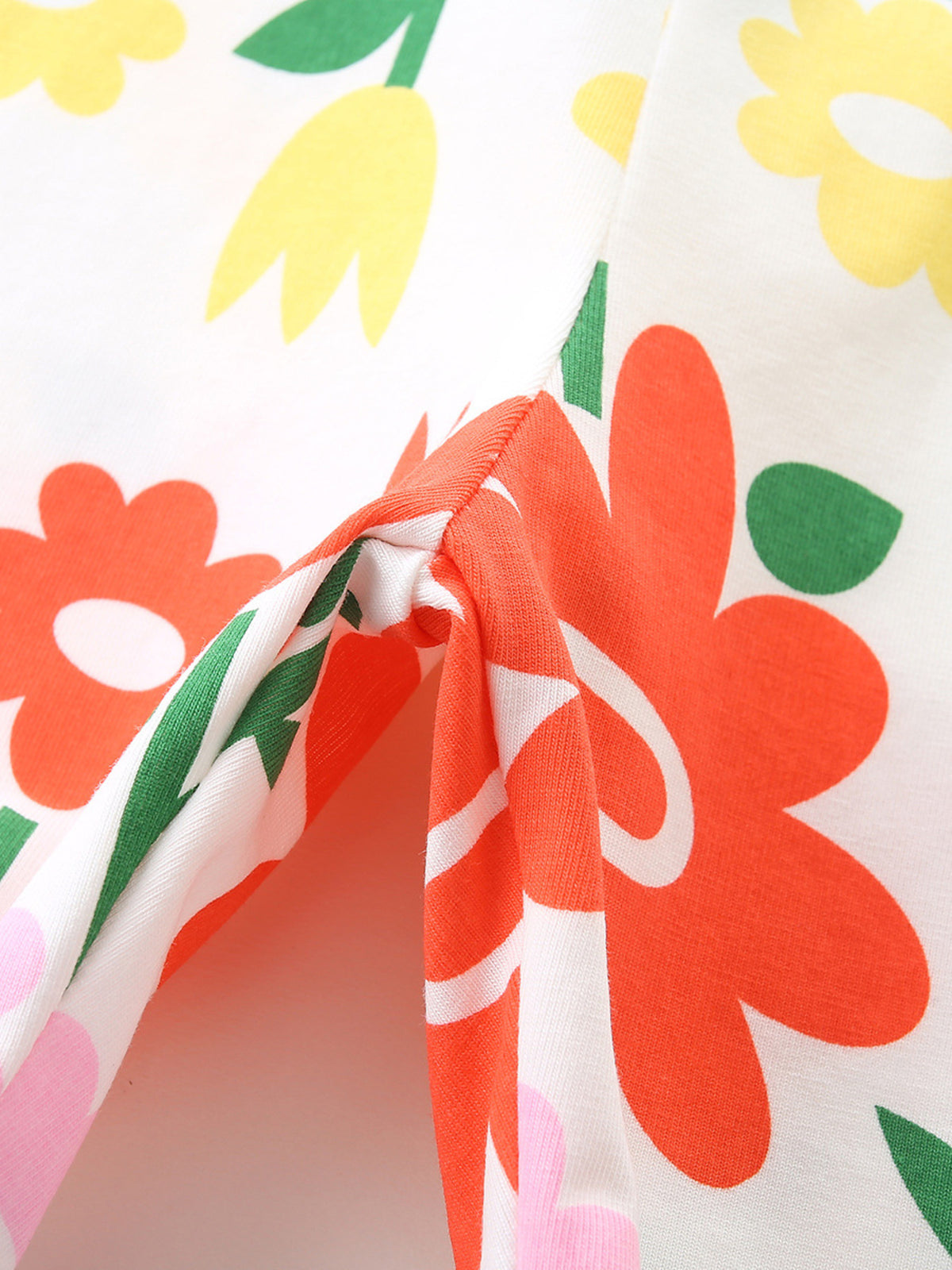 Colorful Floral Print Cotton Shorts — floral print detail