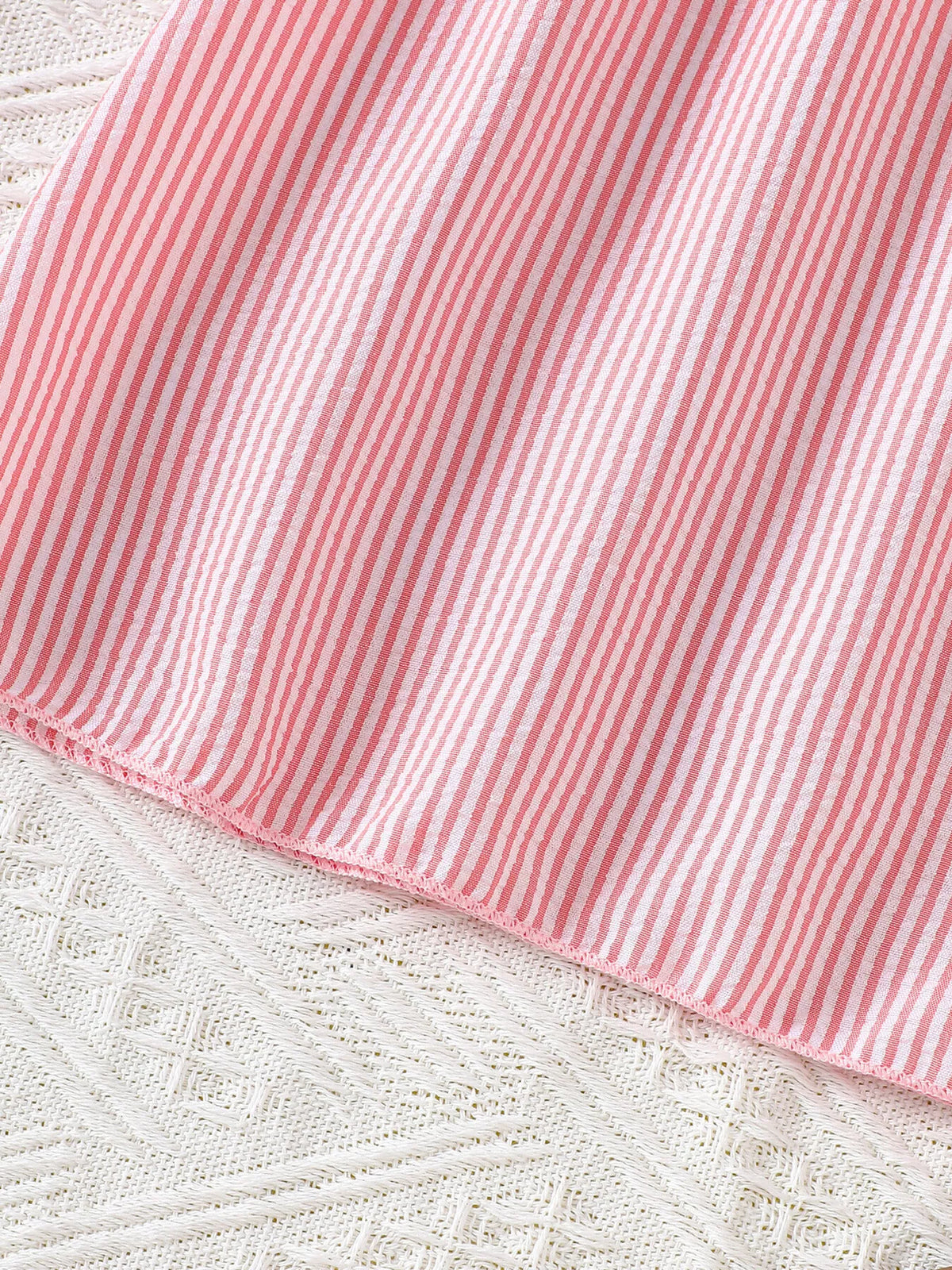 Baby Embroidered Yoke Striped Dress — pink striped skirt