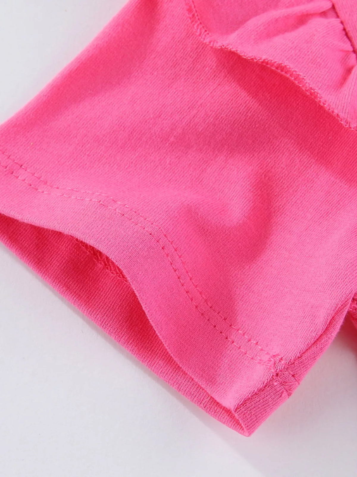 Hot pink unicorn butterfly applique ruffle trim shirt — short sleeve and ruffle