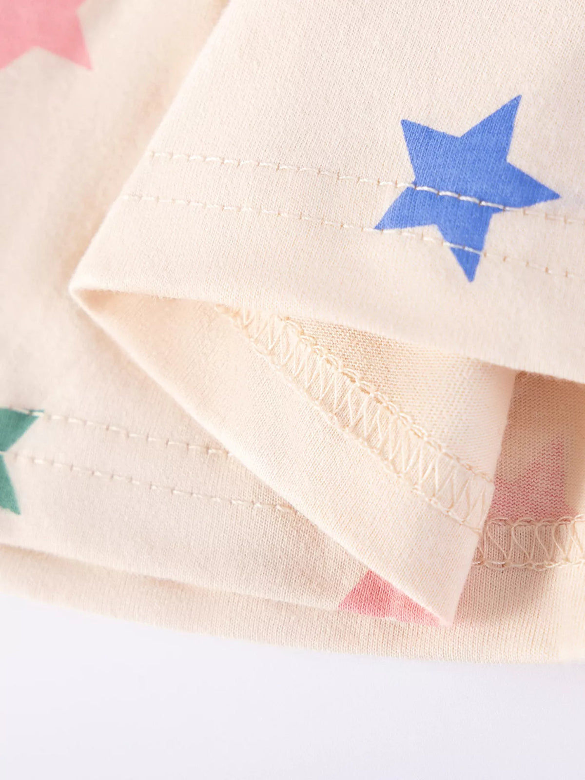 Inside stitching at the star-print hem