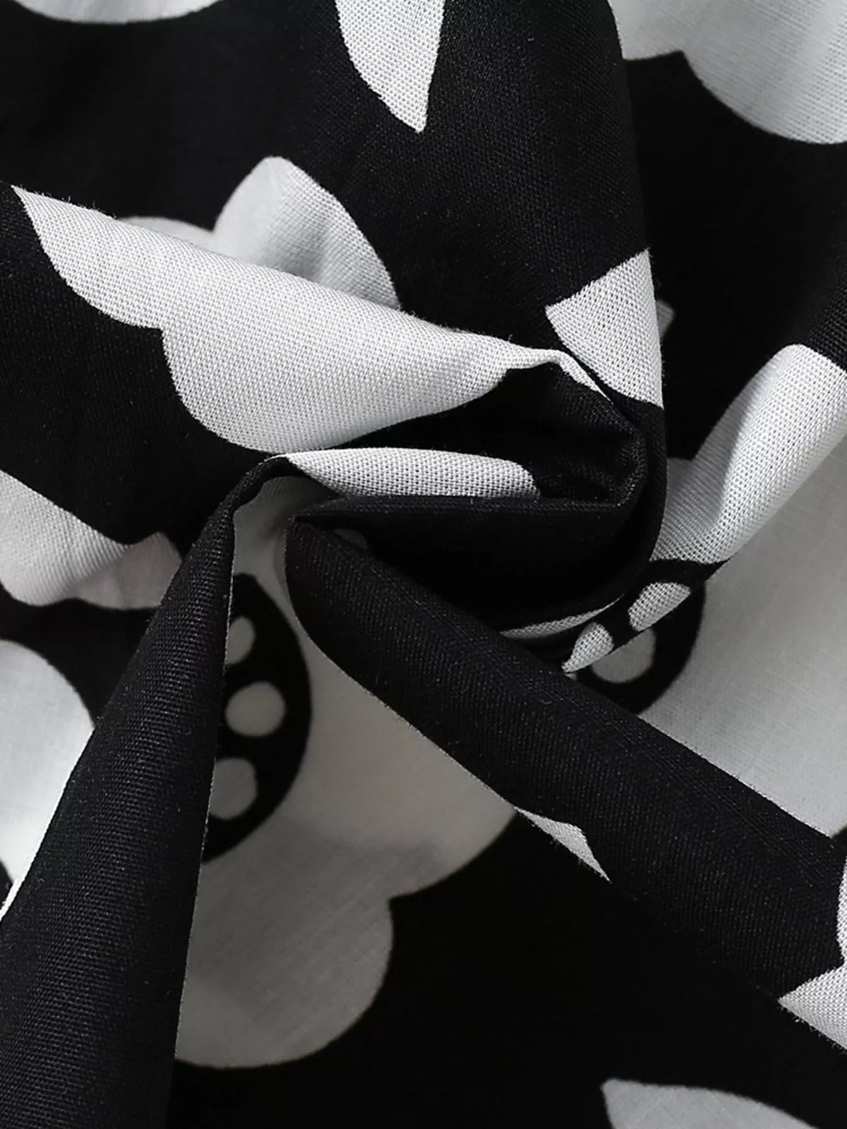 Black-and-white floral fabric close-up