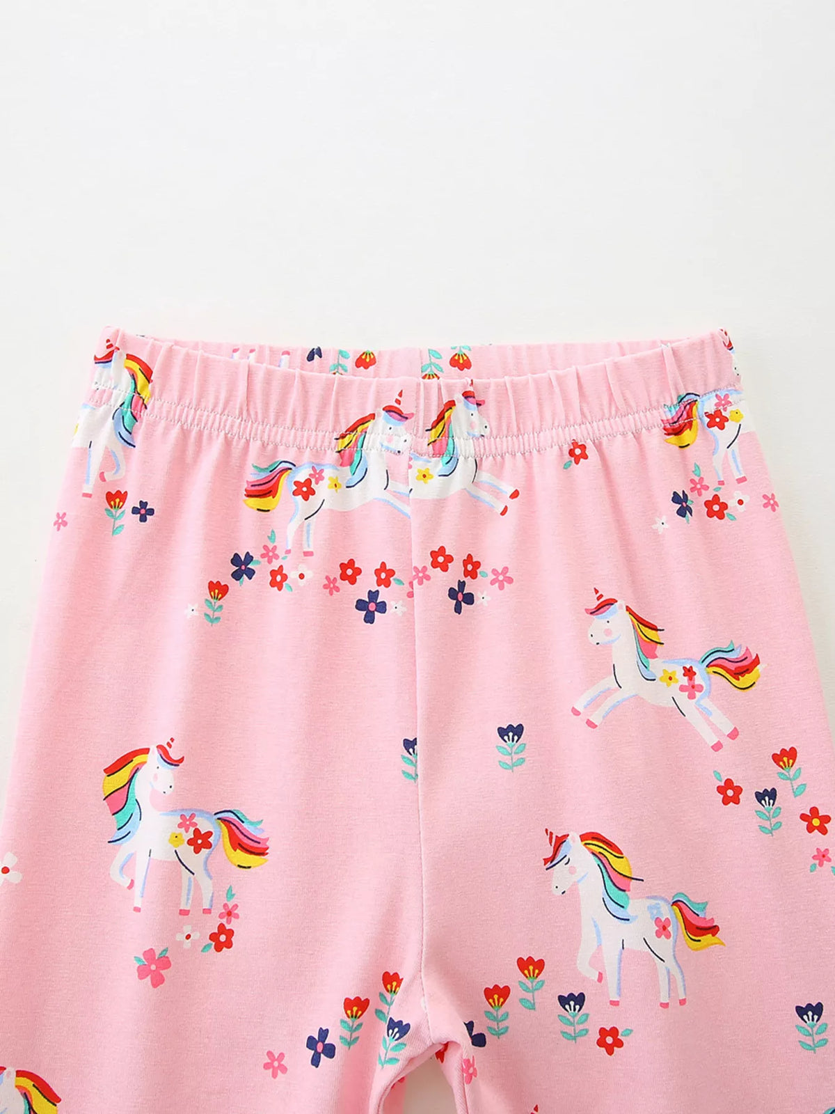 Elastic waistband with unicorn-and-flower print