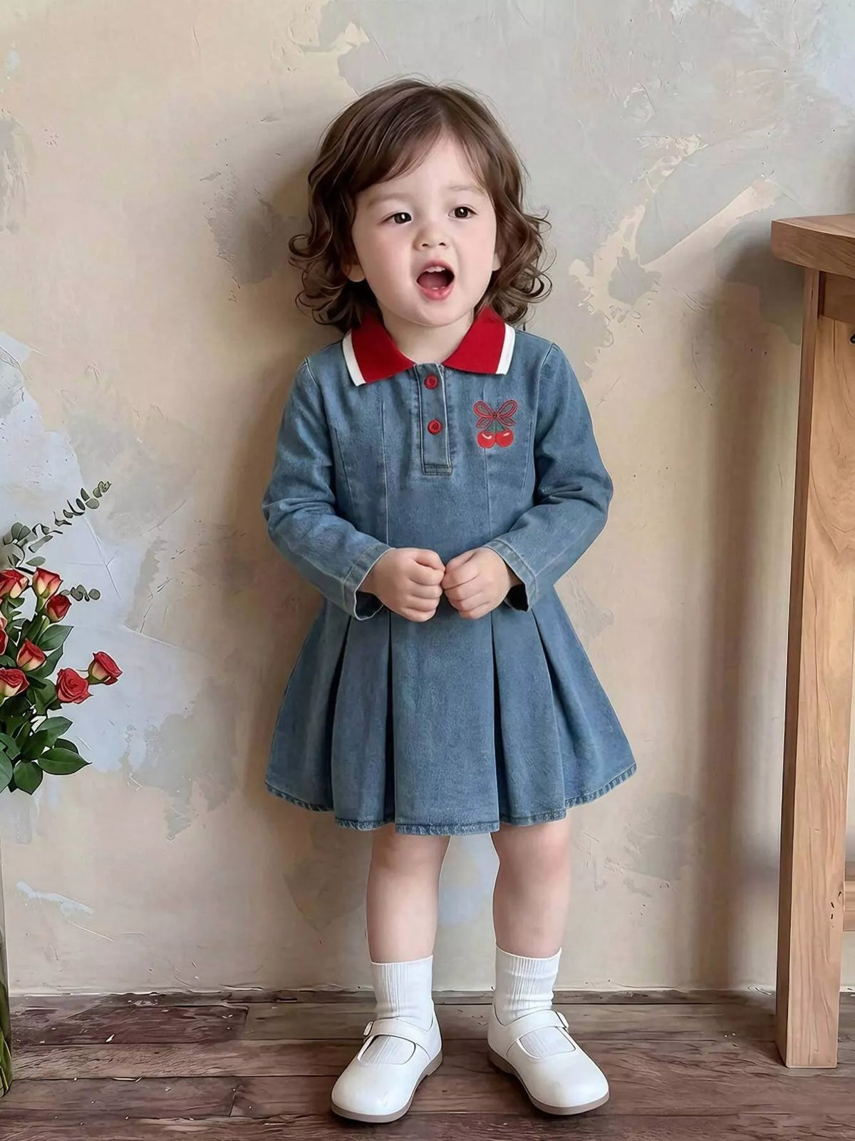 Cherry Embroidered Polo Dress — dress worn by a child